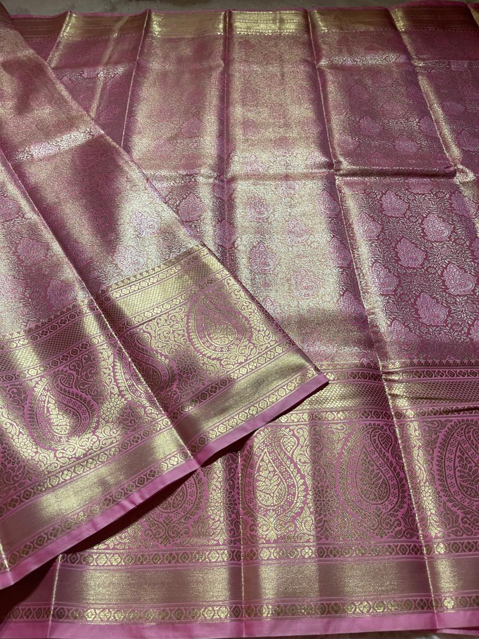 SWAYAMVARAM-BABY PINK ANNAPAKSHI SILK SAREE
