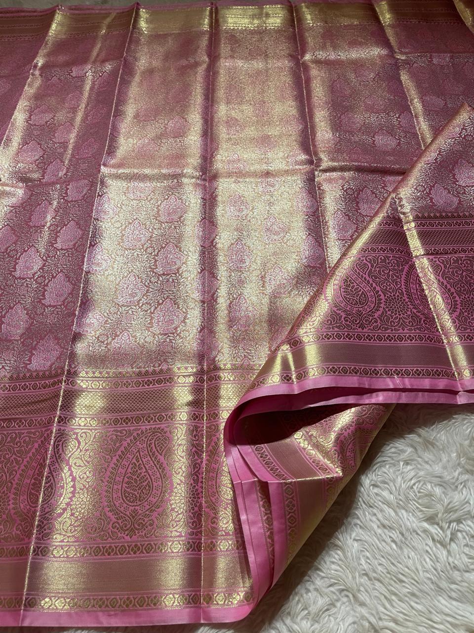 SWAYAMVARAM-BABY PINK ANNAPAKSHI SILK SAREE