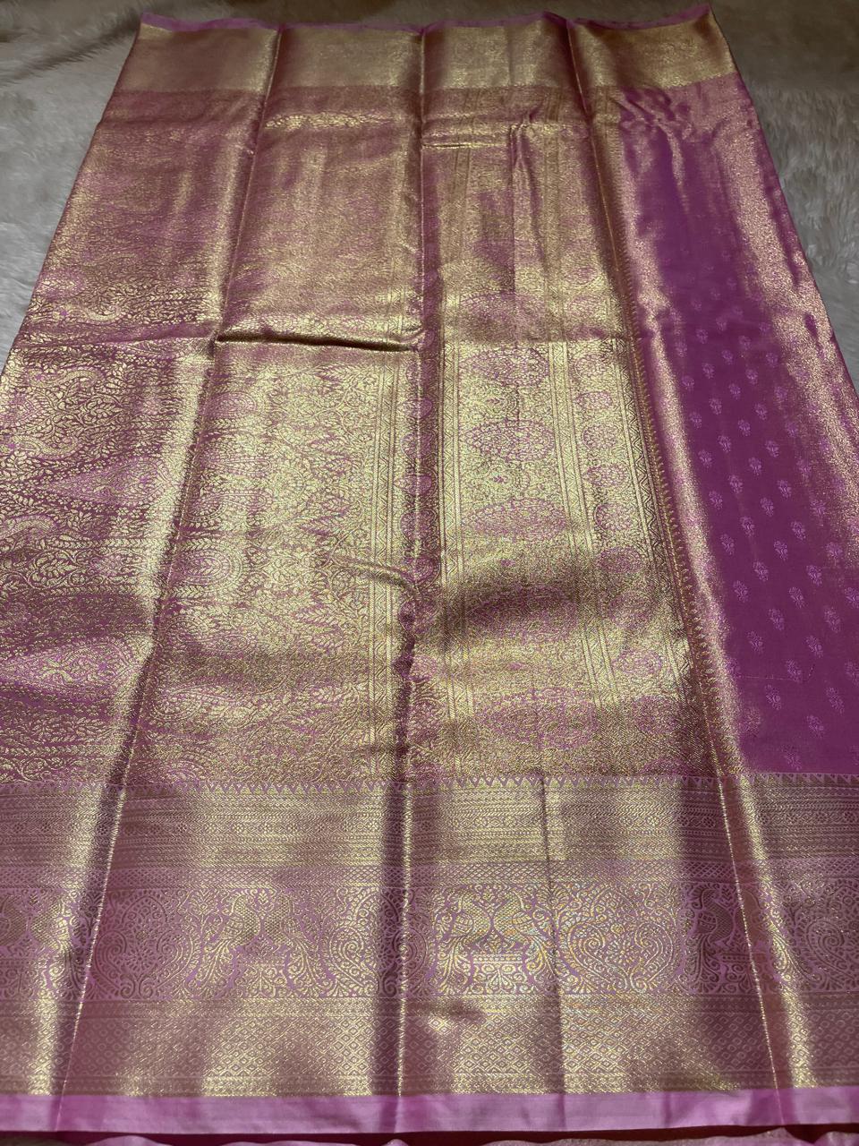 SWAYAMVARAM-PASTEL PINK FLORAL SILK SAREE