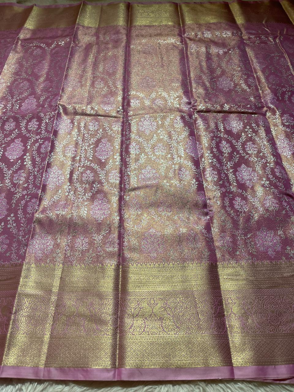 SWAYAMVARAM-PASTEL PINK FLORAL SILK SAREE