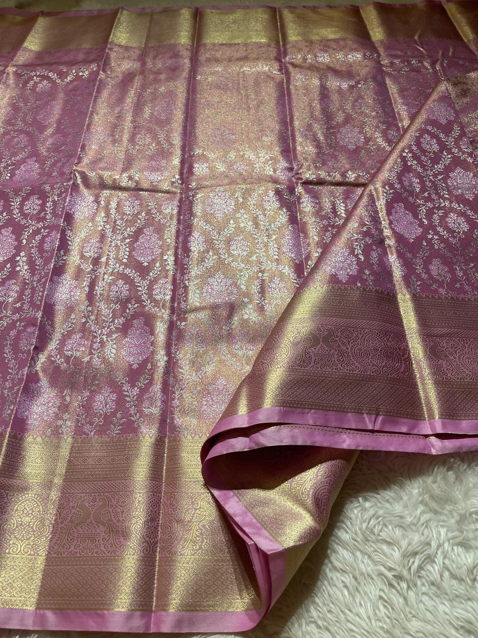 SWAYAMVARAM-PASTEL PINK FLORAL SILK SAREE