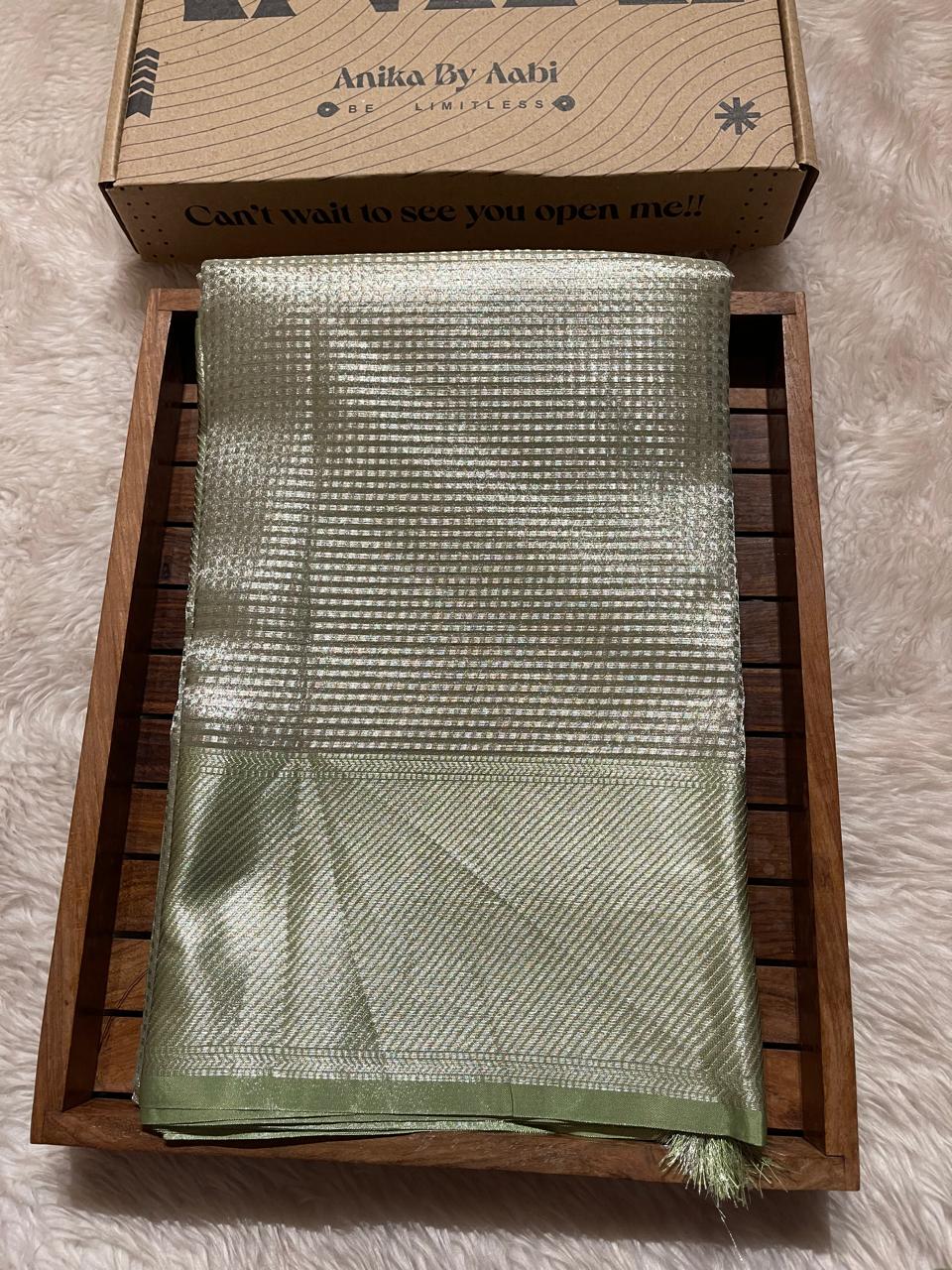 NAYAN-OLIVE GREEN DUAL TONE SAREE