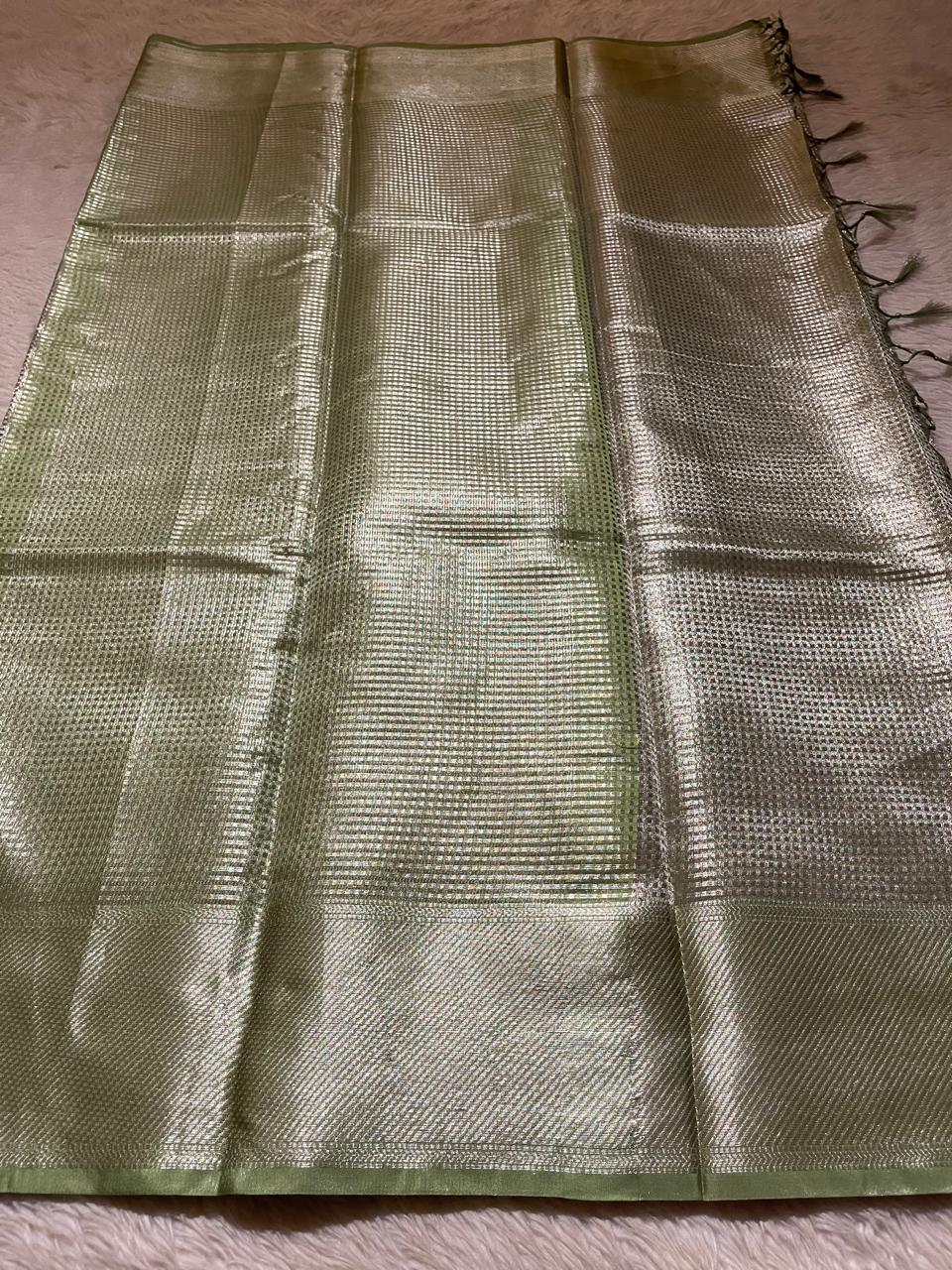 NAYAN-OLIVE GREEN DUAL TONE SAREE
