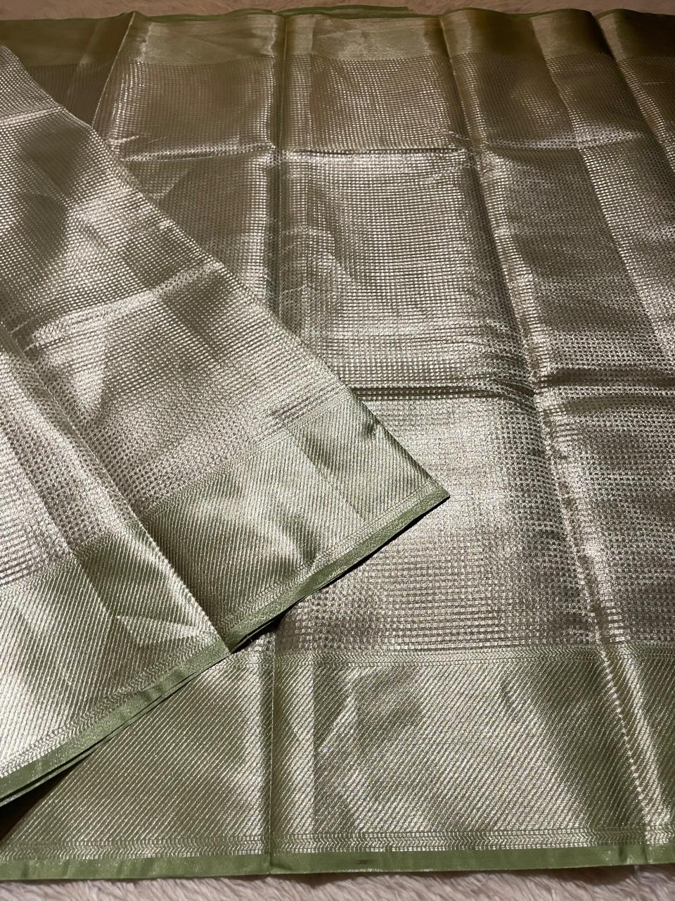 NAYAN-OLIVE GREEN DUAL TONE SAREE