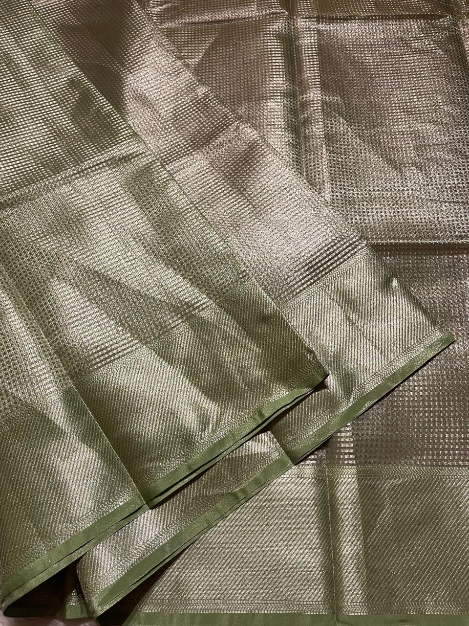 NAYAN-OLIVE GREEN DUAL TONE SAREE