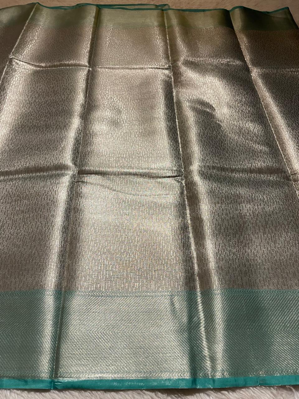 HEERA-GREEN WITH SILVER DUAL TONE SAREE