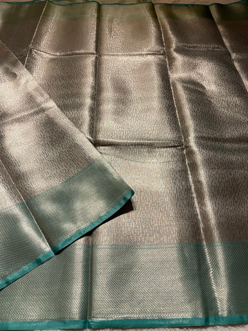 HEERA-GREEN WITH SILVER DUAL TONE SAREE