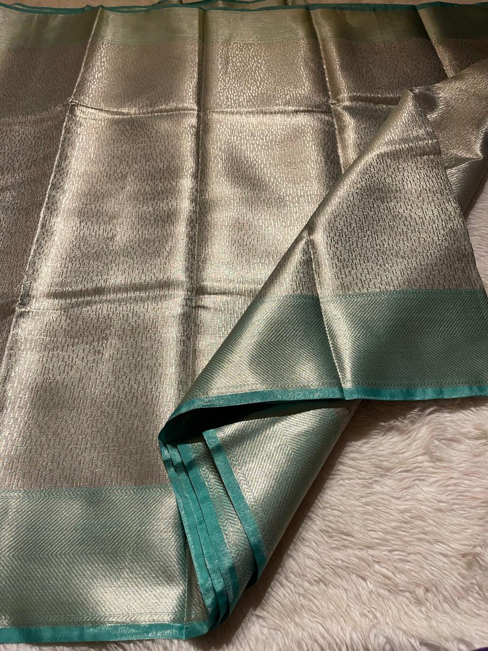 HEERA-GREEN WITH SILVER DUAL TONE SAREE