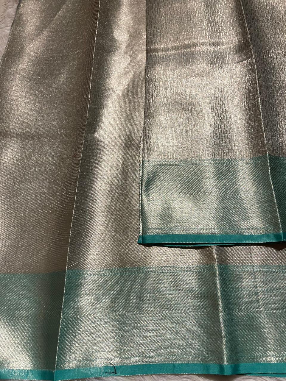 HEERA-GREEN WITH SILVER DUAL TONE SAREE