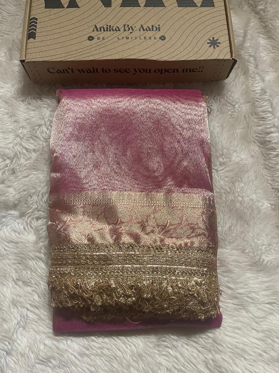TISSUE LUXE-BABYPINK SAREE