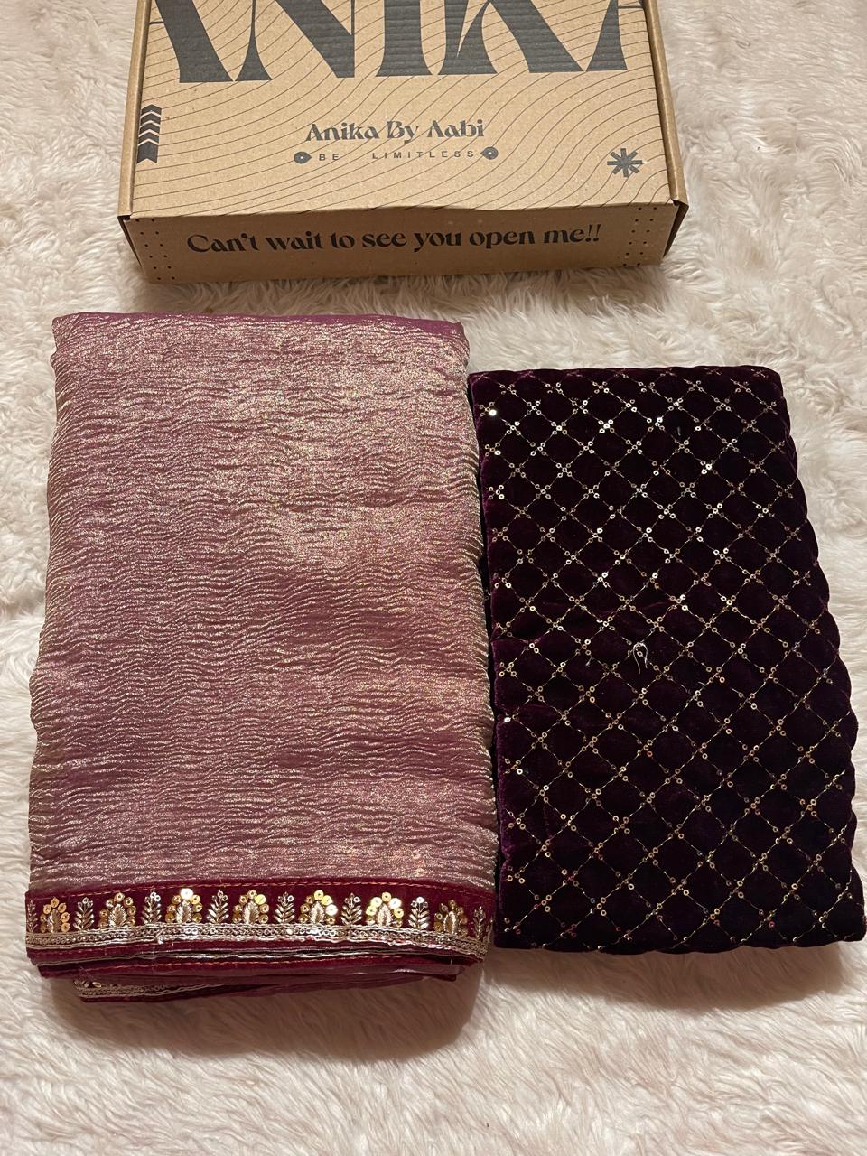 CRUSH LACE SAREE-CS01
