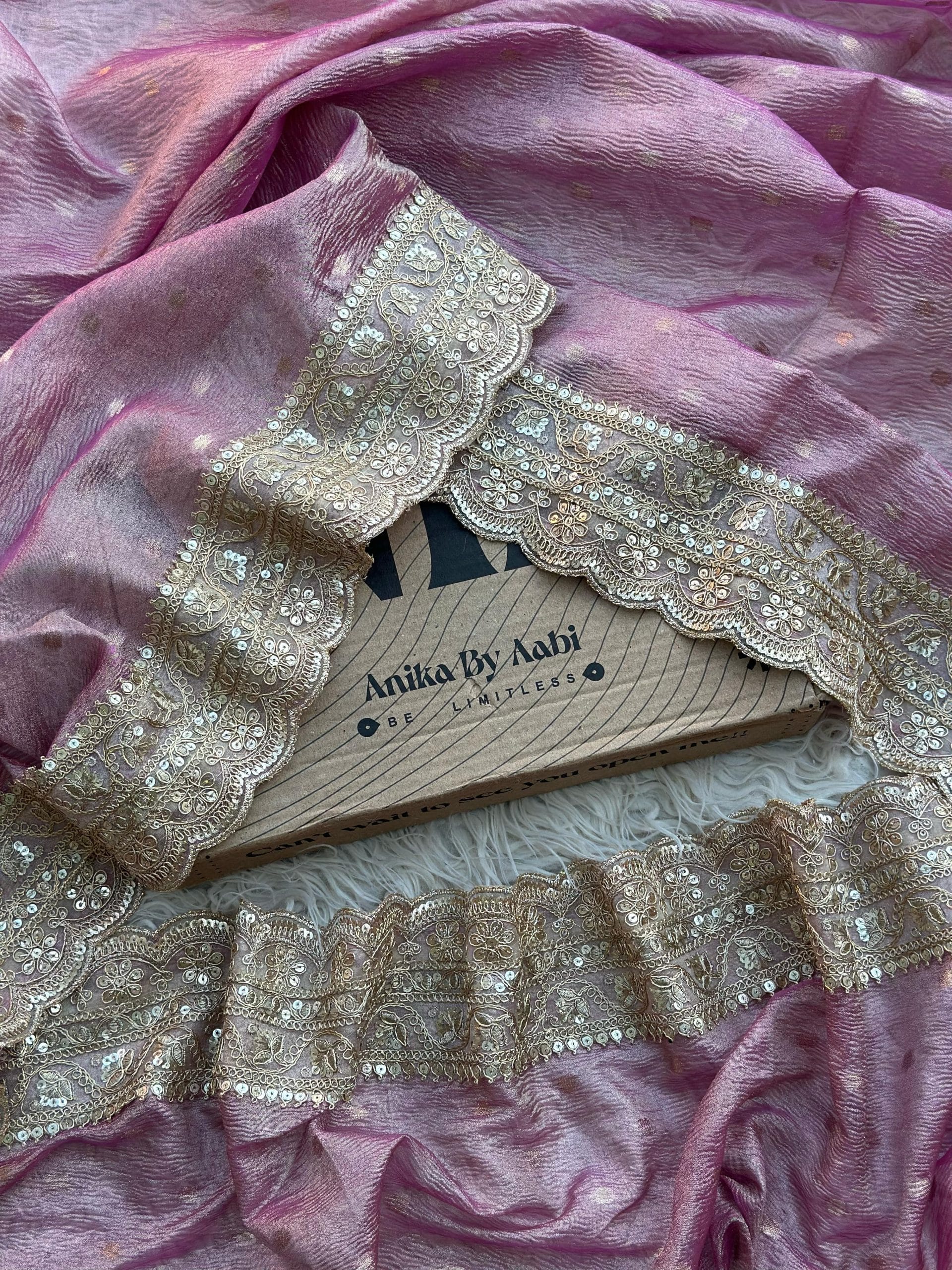 TISSUE LUXE CRUSH-PASTEL BABYPINK SAREE