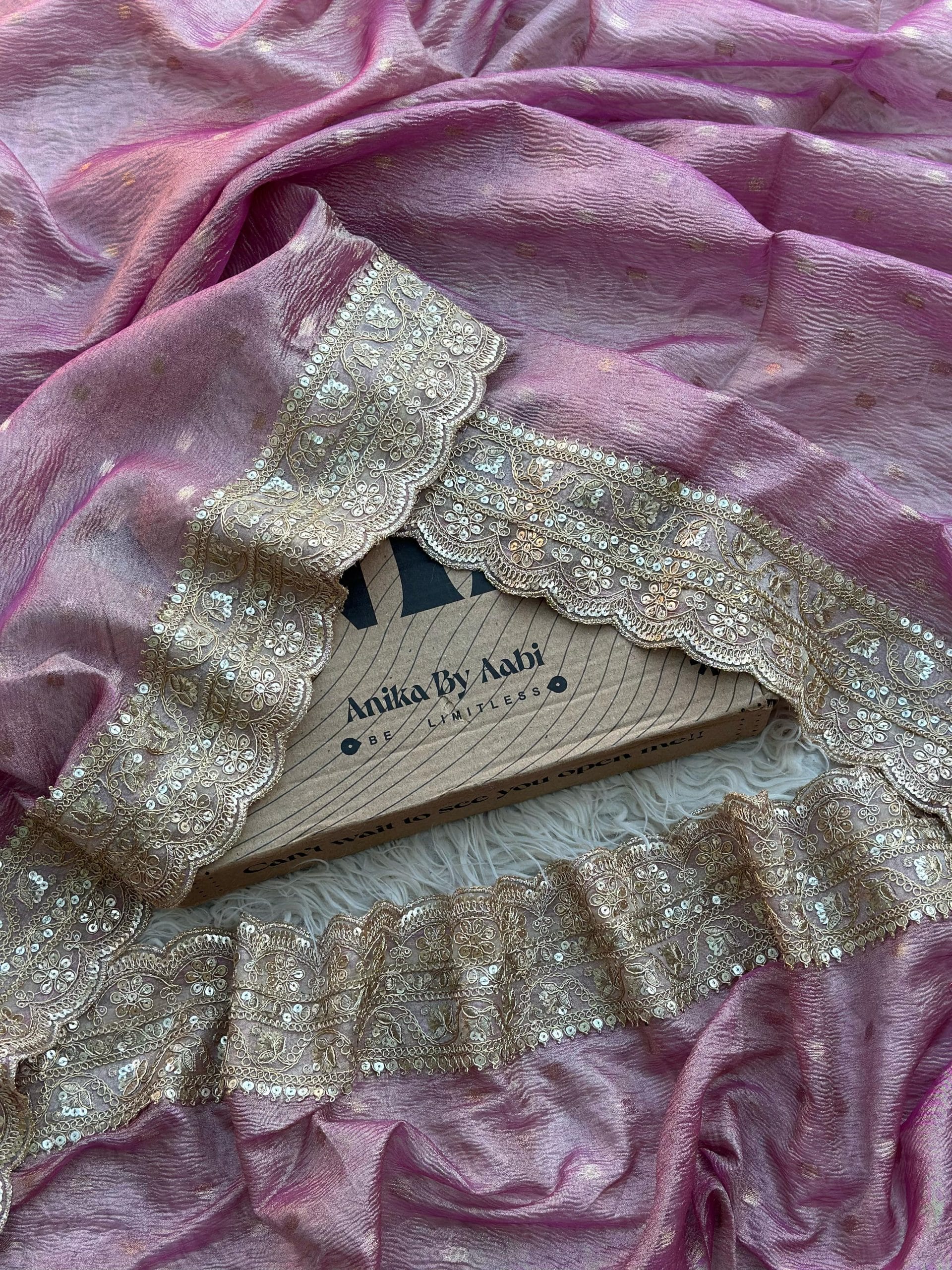 TISSUE LUXE CRUSH-PASTEL BABYPINK SAREE