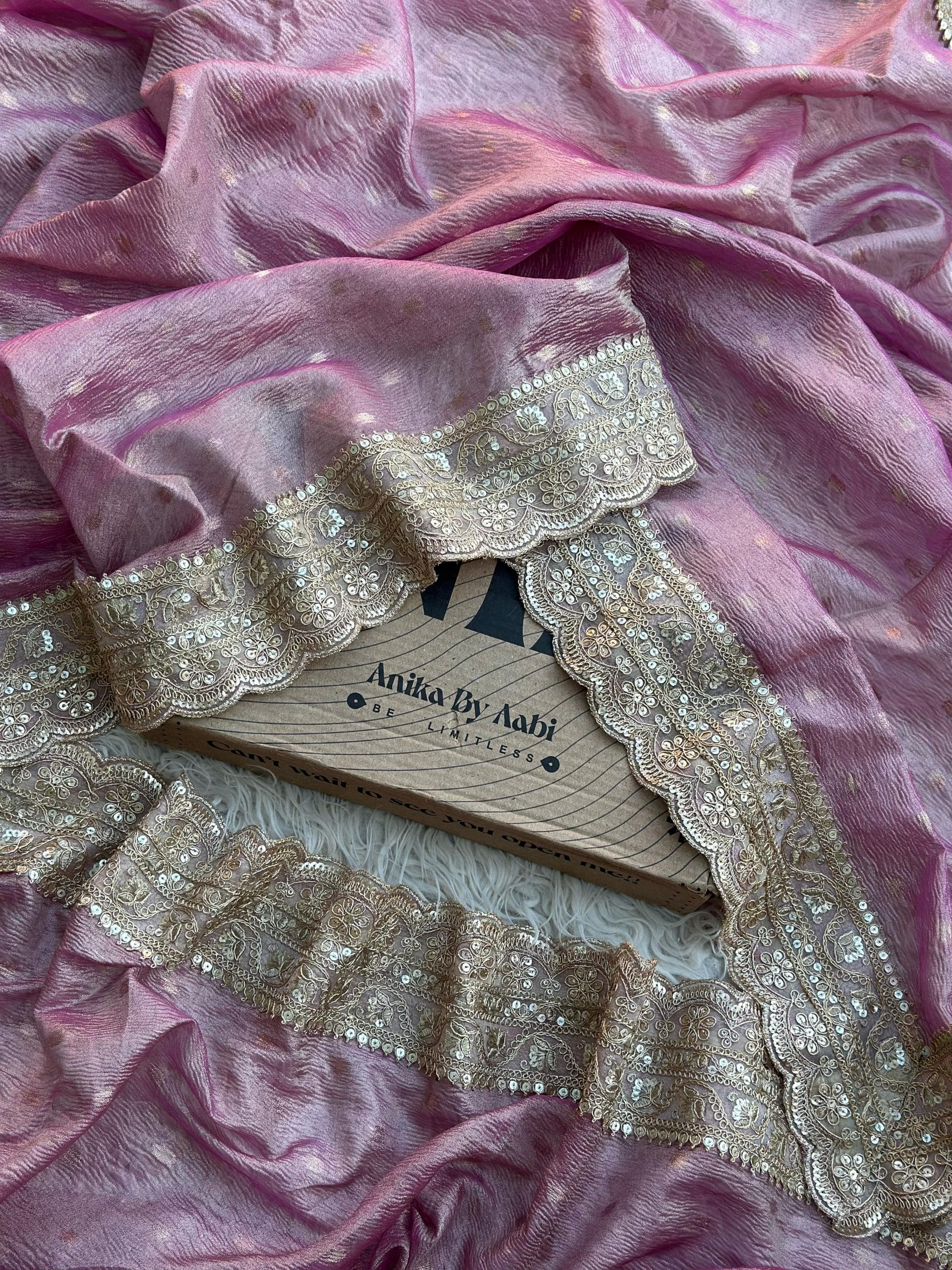 TISSUE LUXE CRUSH-PASTEL BABYPINK SAREE