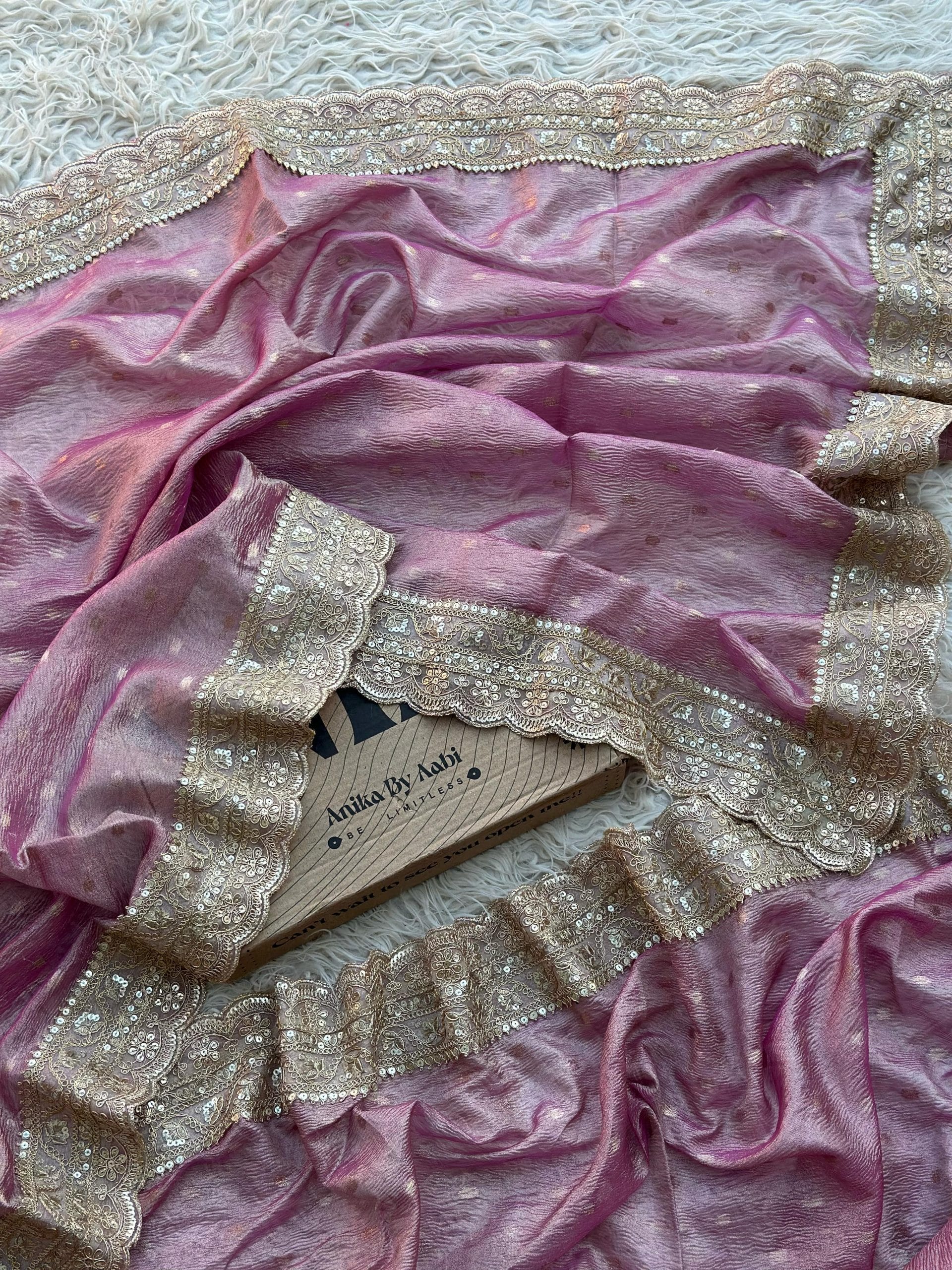 TISSUE LUXE CRUSH-PASTEL BABYPINK SAREE