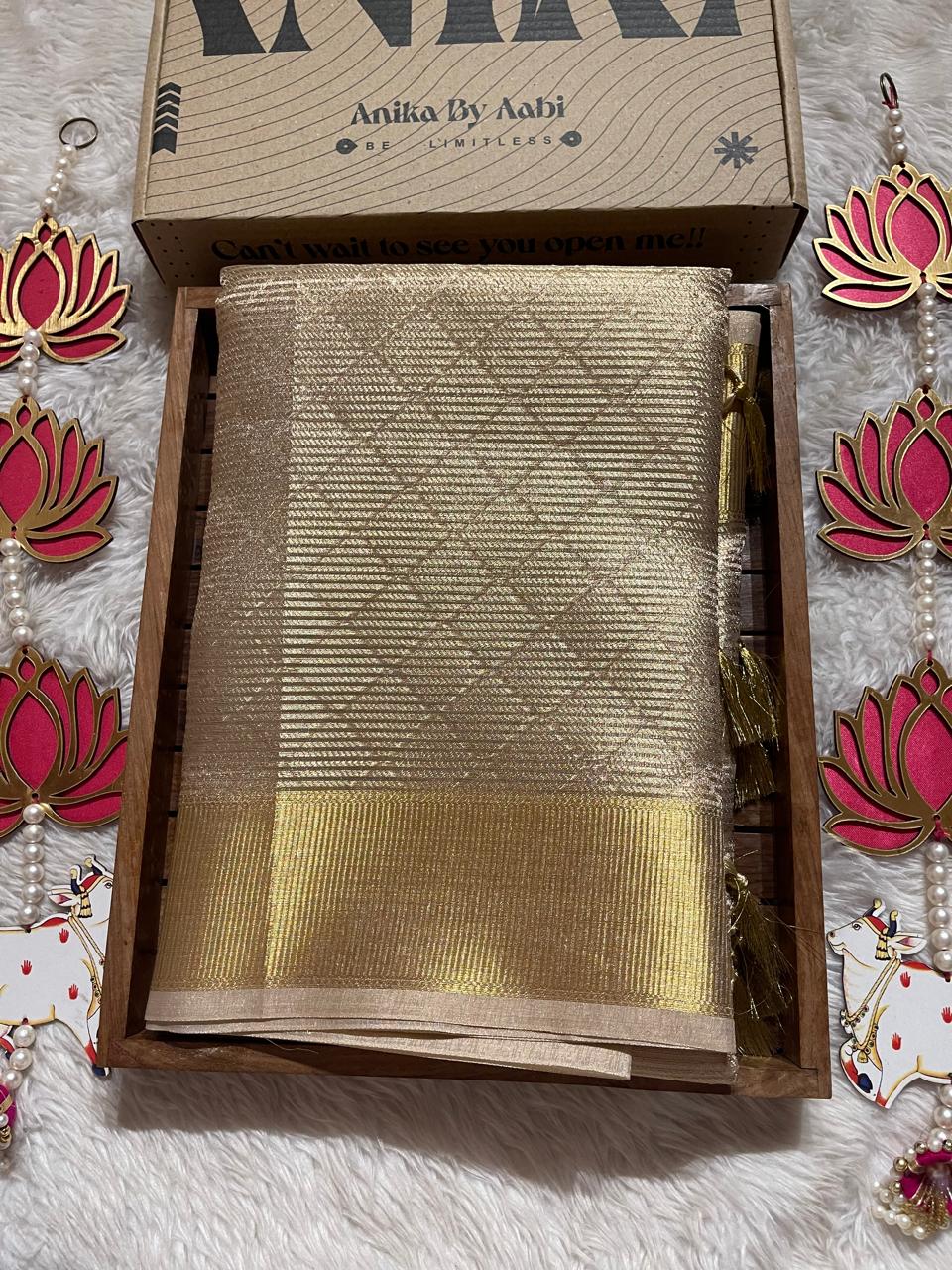 TISSUE SAREE-LIGHT ROSEGOLD