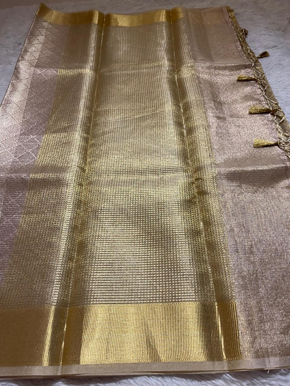 TISSUE SAREE-LIGHT ROSEGOLD