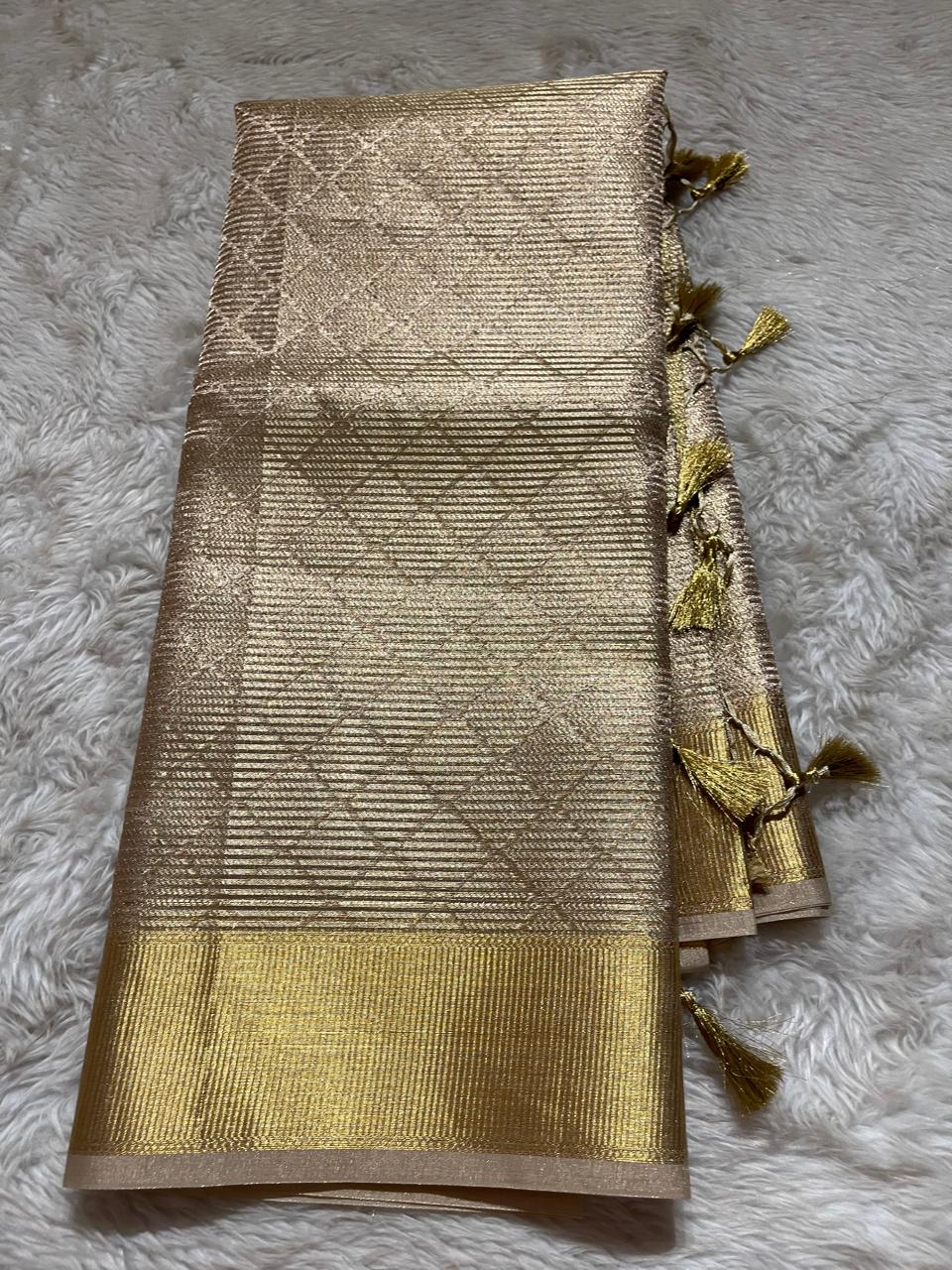 TISSUE SAREE-LIGHT ROSEGOLD