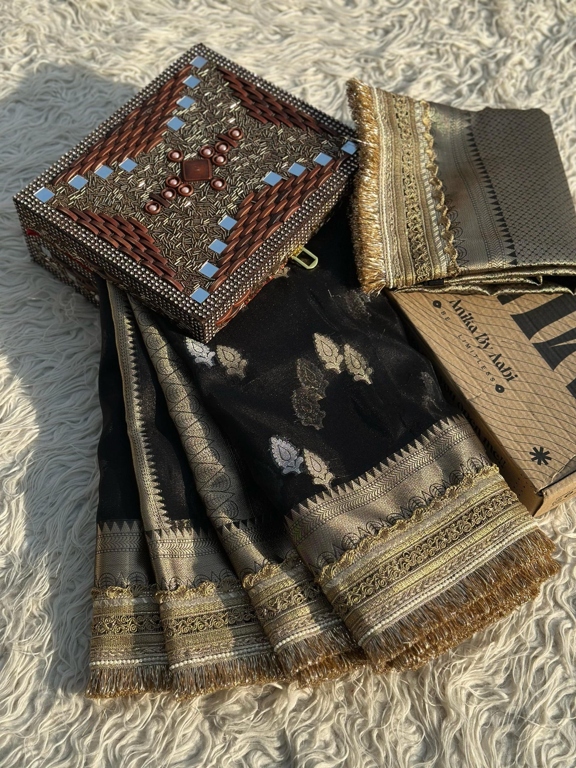 TISSUE LUXE-BLACK SAREE
