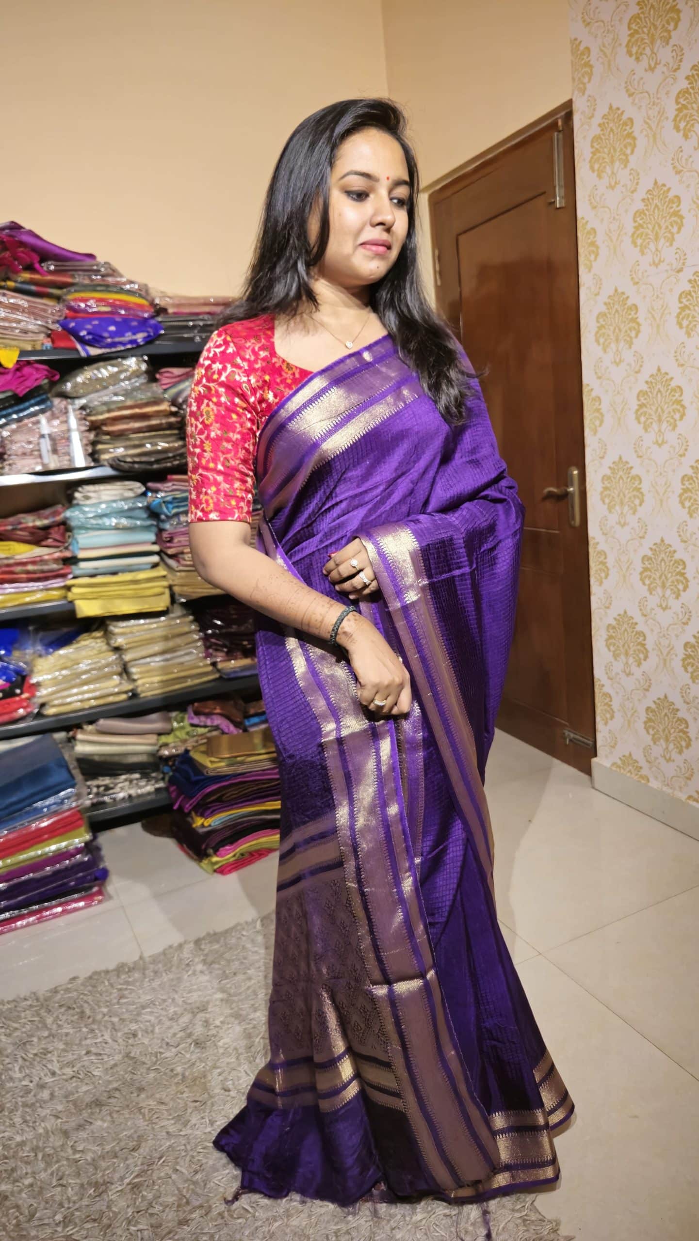 MUNGA BANARASI SAREE-PURPLE