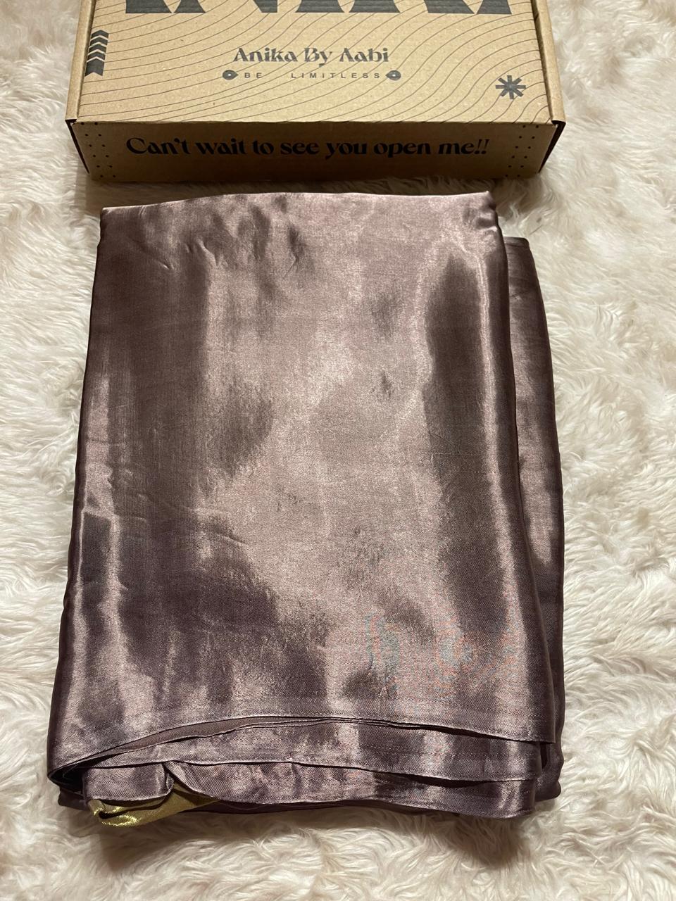 MODAL PLAIN SAREE-GREY PURPLE