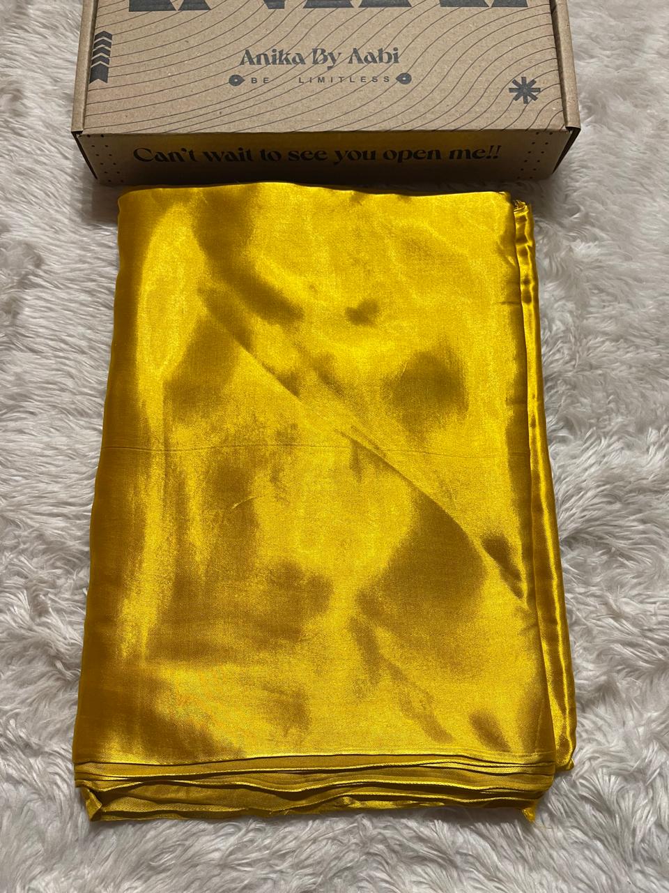 MODAL PLAIN SAREE-CANARY YELLOW