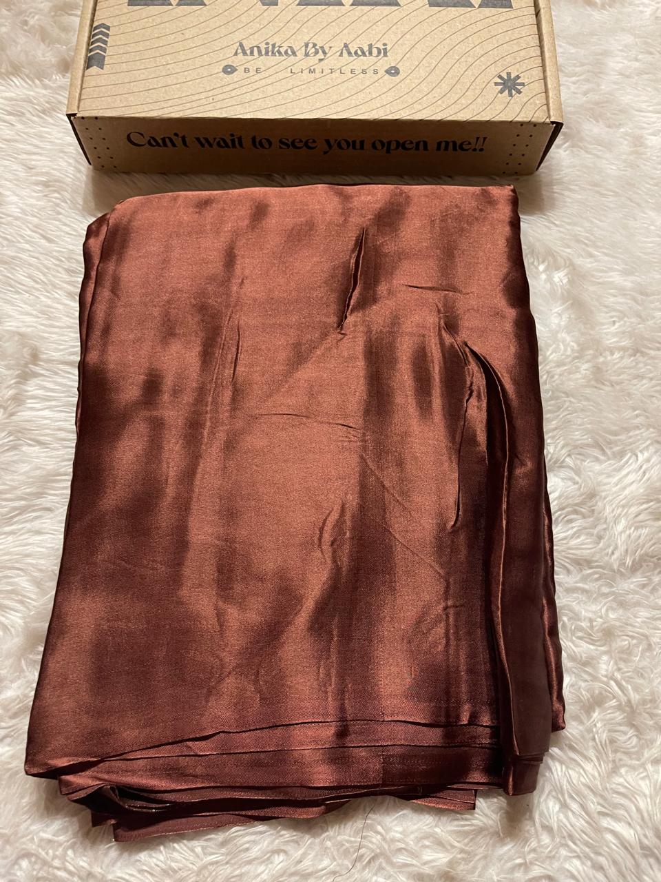 MODAL PLAIN SAREE-DARK BROWN