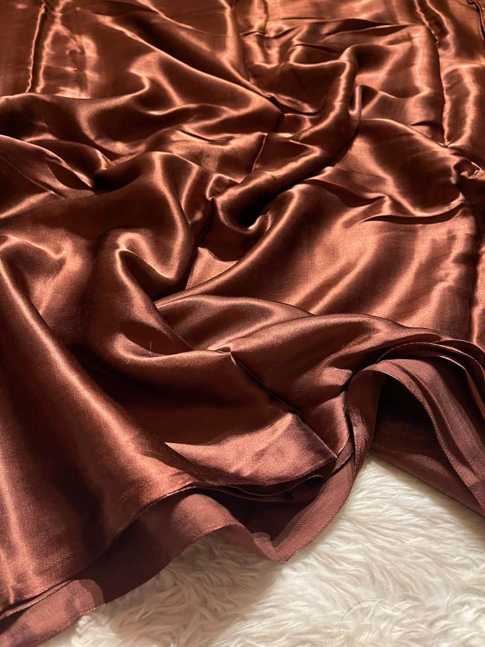 MODAL PLAIN SAREE-DARK BROWN