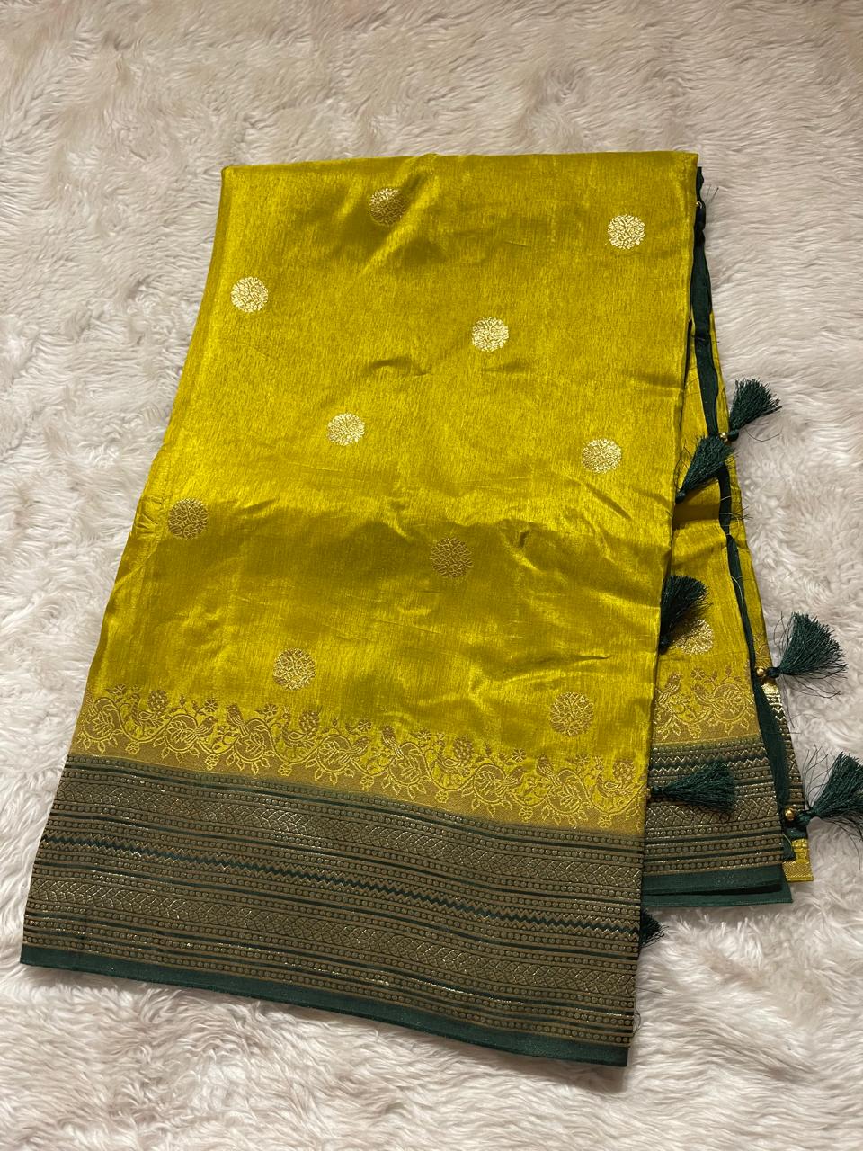 VINTAGE BANARASI-GREEN DUAL TONE SAREE