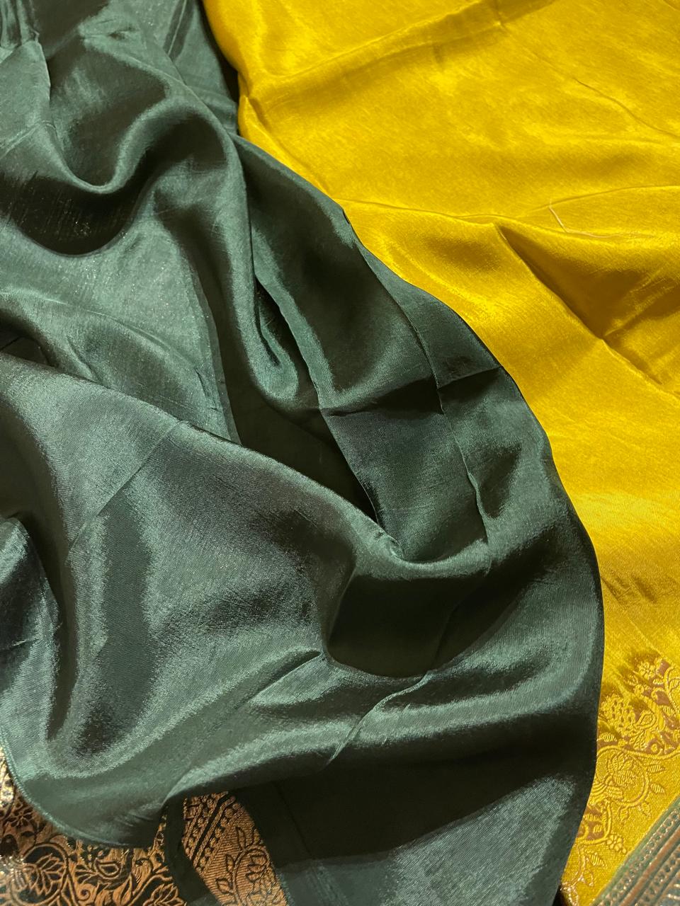 VINTAGE BANARASI-GREEN DUAL TONE SAREE