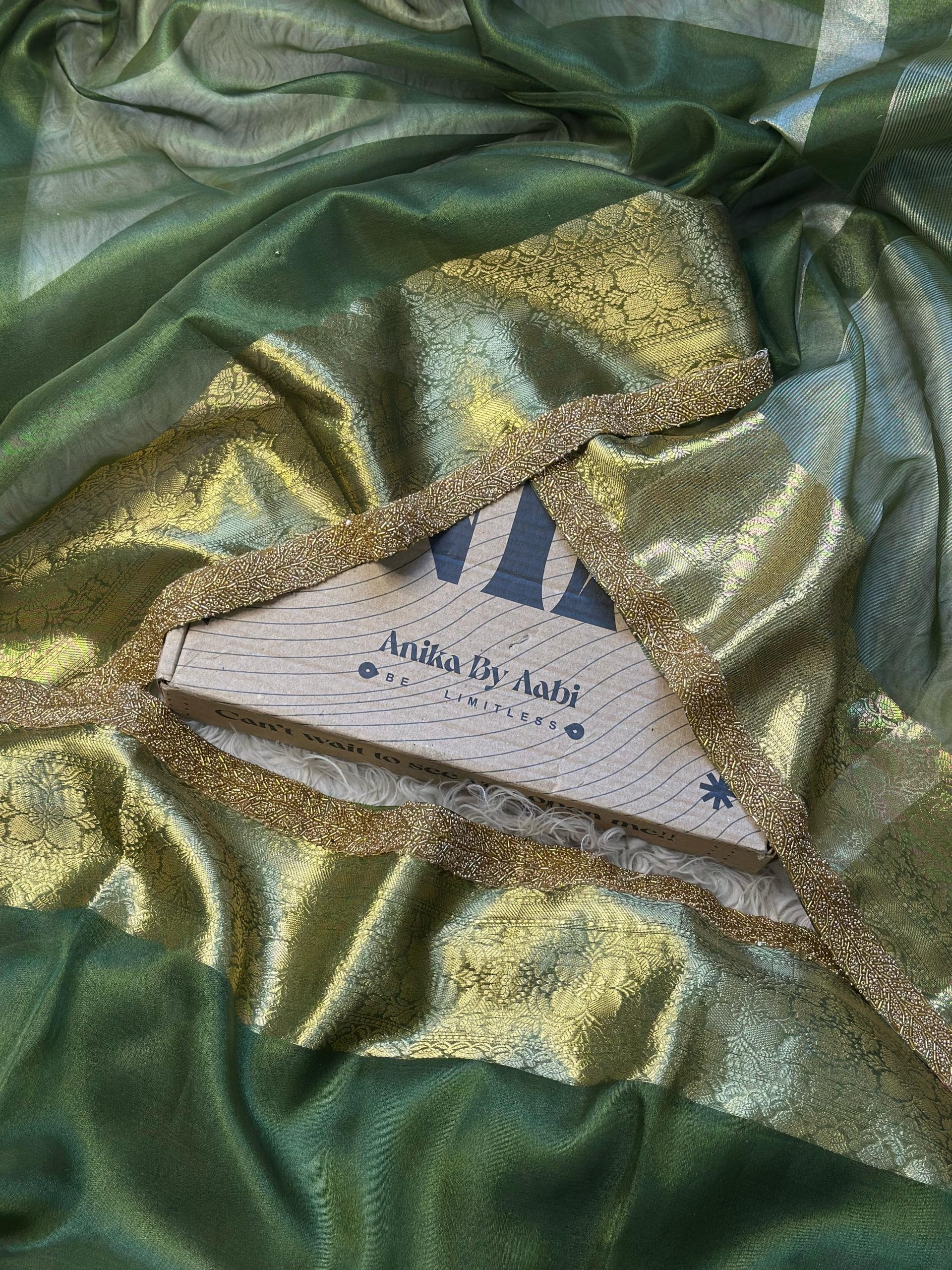 TISSUE BEATS-GREEN SAREE