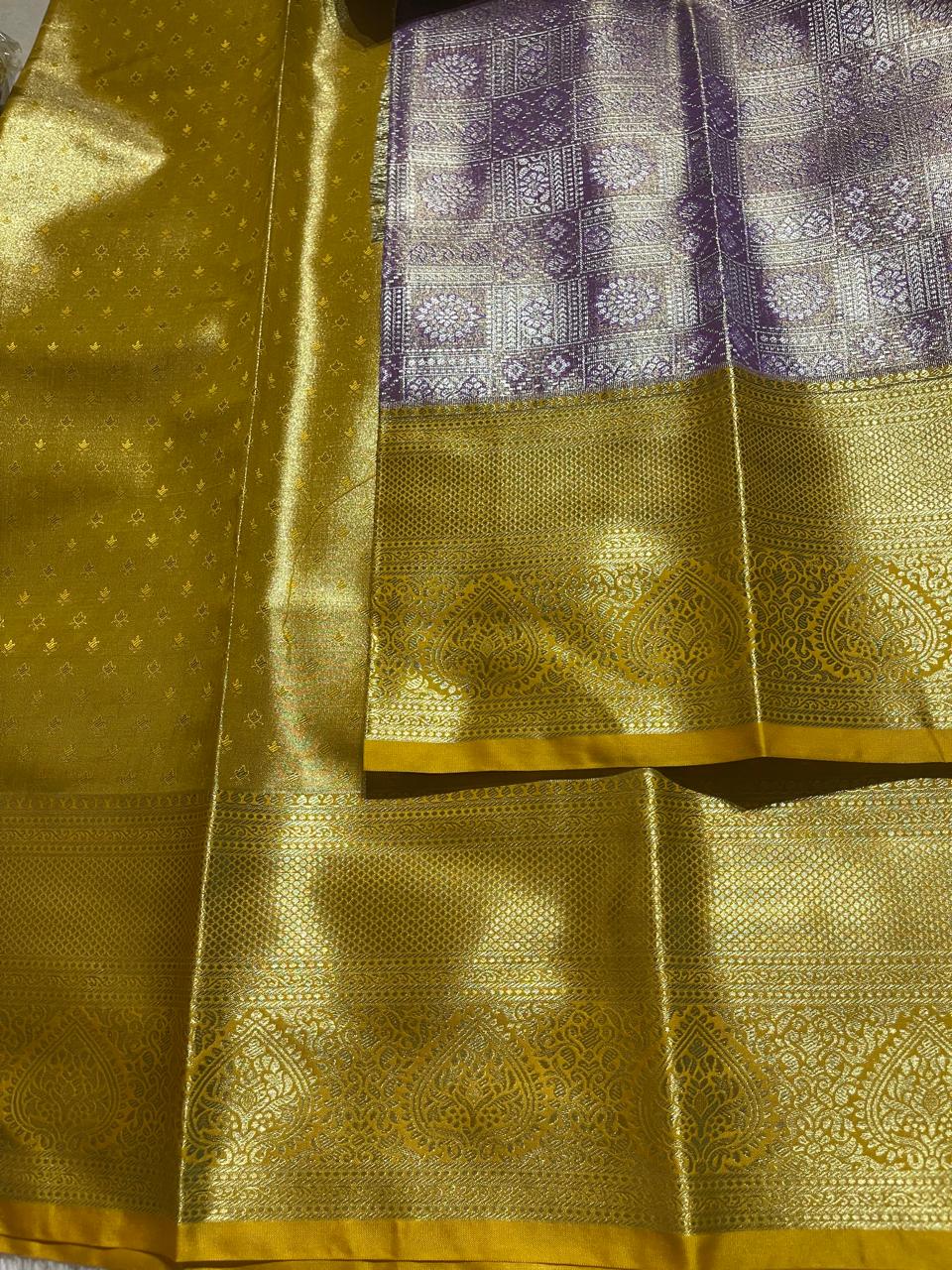 SWAYAMVARAM-LILAC WITH PASTE YELLOW BRIDAL EDIT SAREE