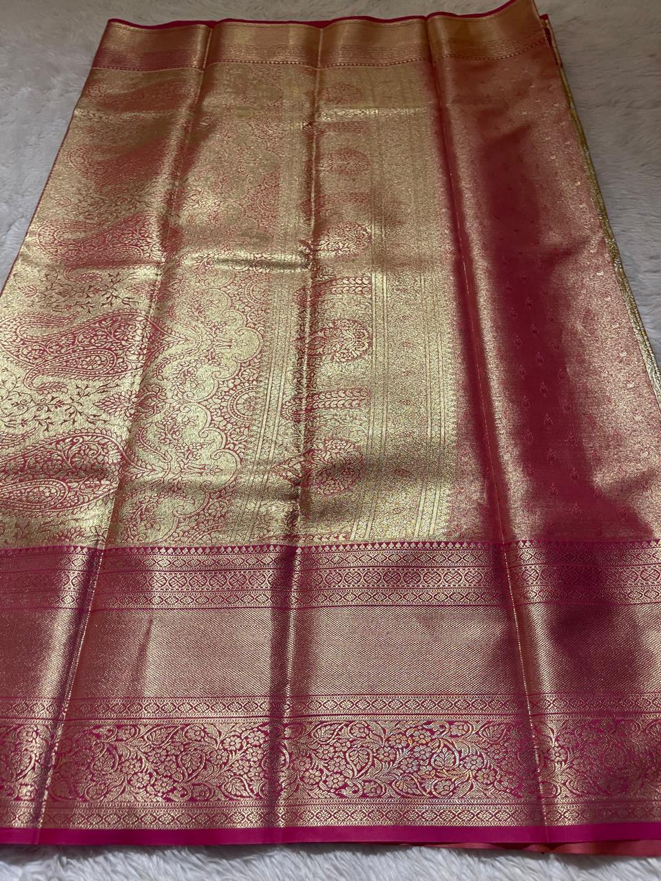 SWAYAMVARAM-DARK GOLDENYELLOW WITH PINK SAREE