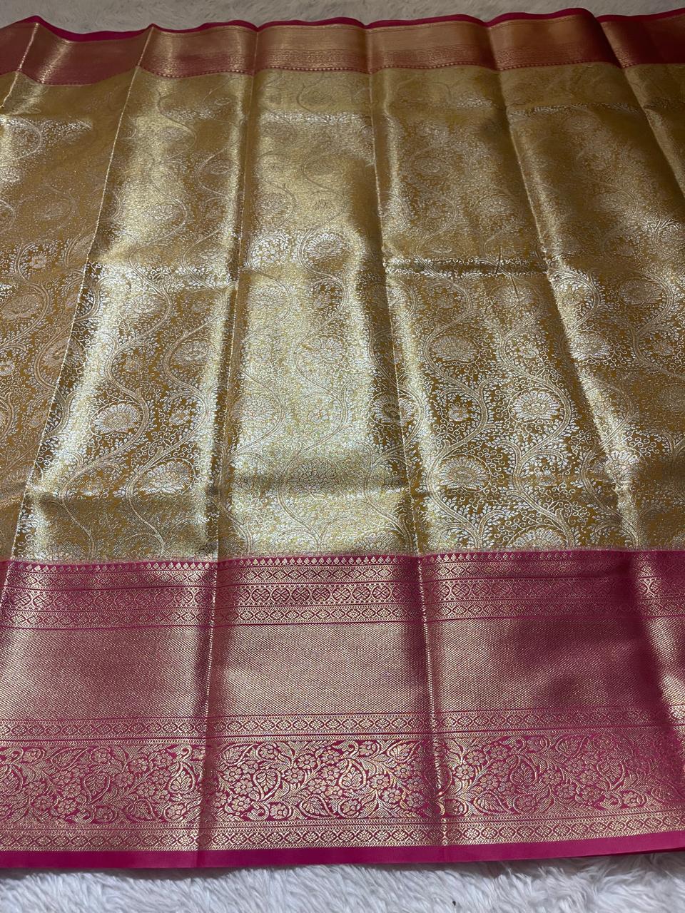 SWAYAMVARAM-DARK GOLDENYELLOW WITH PINK SAREE