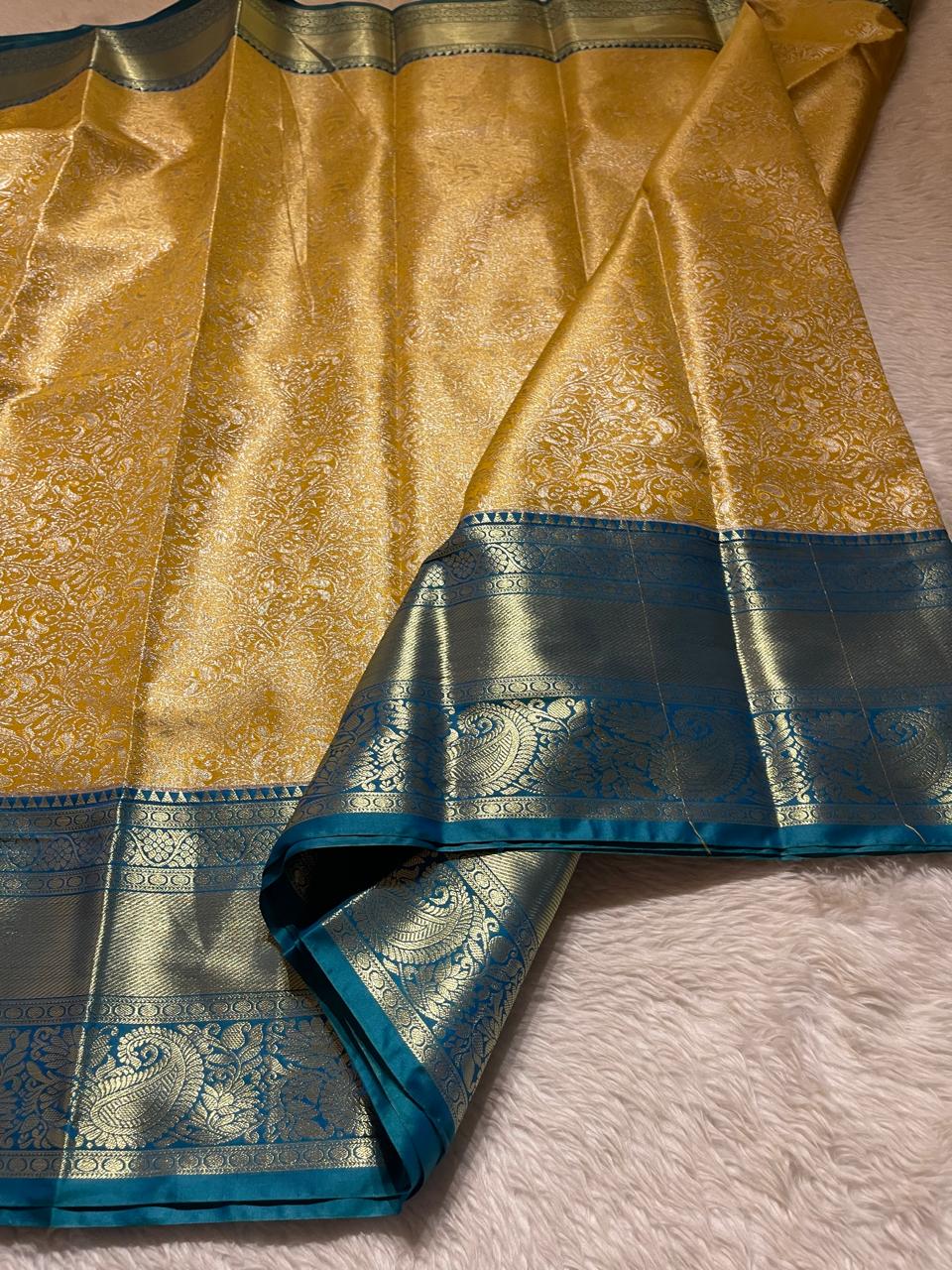 SWAYAMVARAM-YELLOW WITH RAMAGREEN SAREE