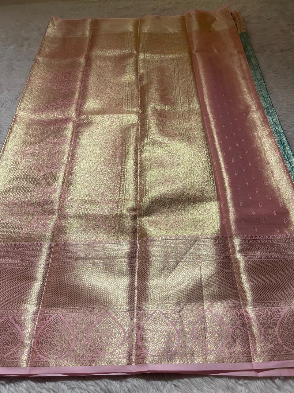 SWAYAMVARAM-TEAL WITH PASTEL PINK SAREE