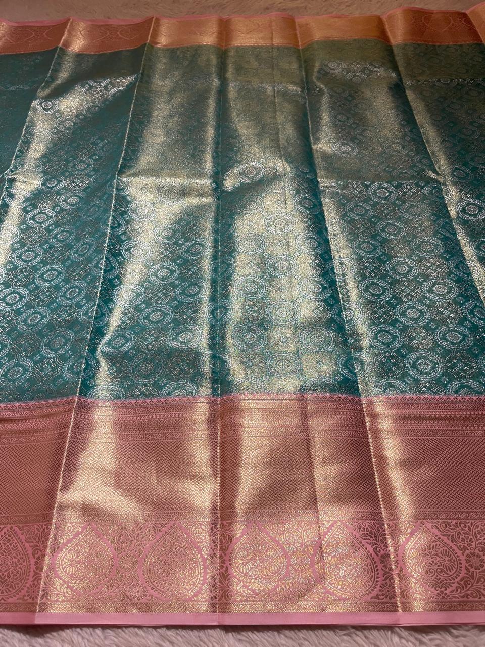 SWAYAMVARAM-TEAL WITH PASTEL PINK SAREE