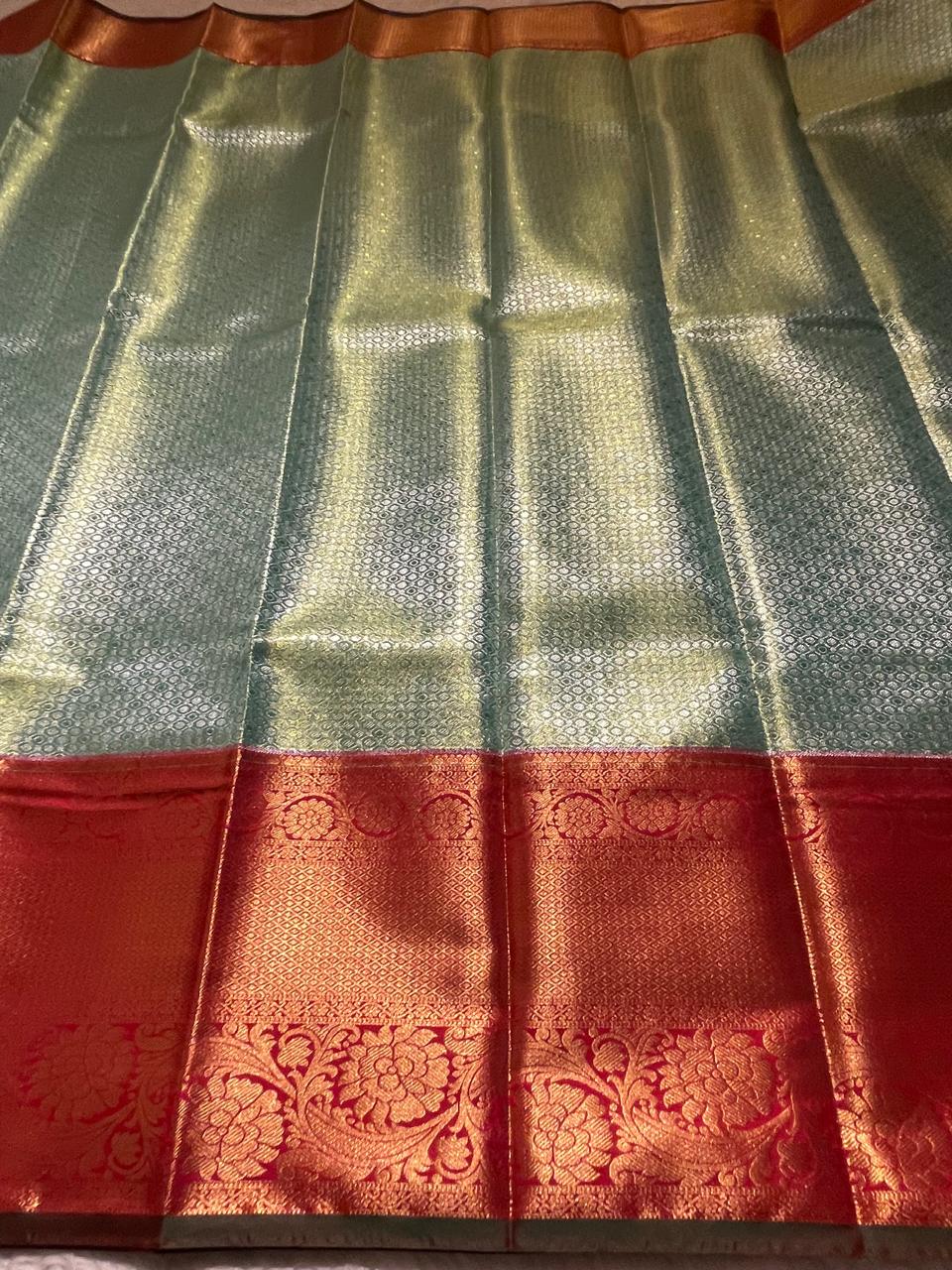 SWAYAMVARAM-TEAL WITH RED BRIDAL EDIT SAREE