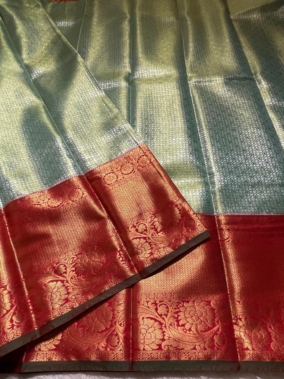 SWAYAMVARAM-TEAL WITH RED BRIDAL EDIT SAREE