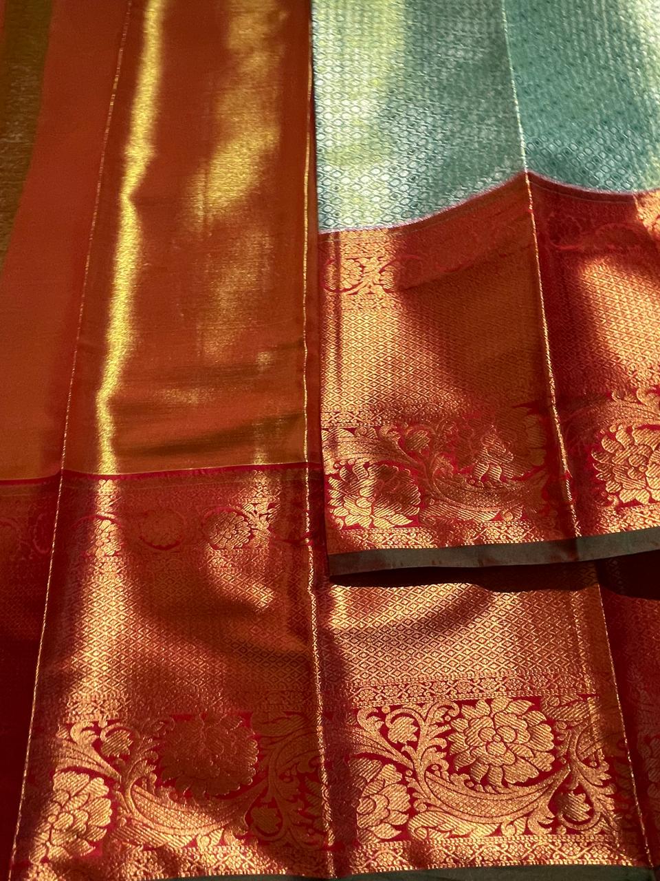SWAYAMVARAM-TEAL WITH RED BRIDAL EDIT SAREE