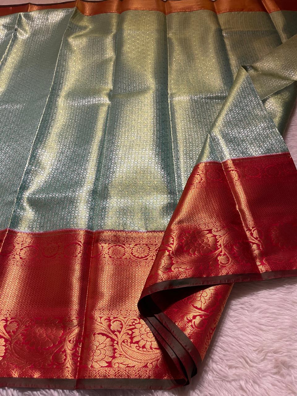 SWAYAMVARAM-TEAL WITH RED BRIDAL EDIT SAREE