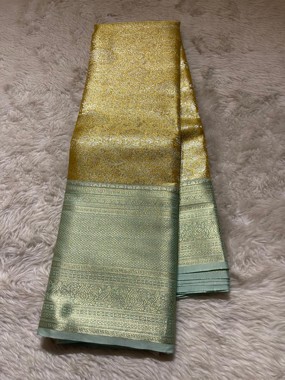 SWAYAMVARAM-MUSTARD GOLDEN YELLOW WITH TEAL SAREE