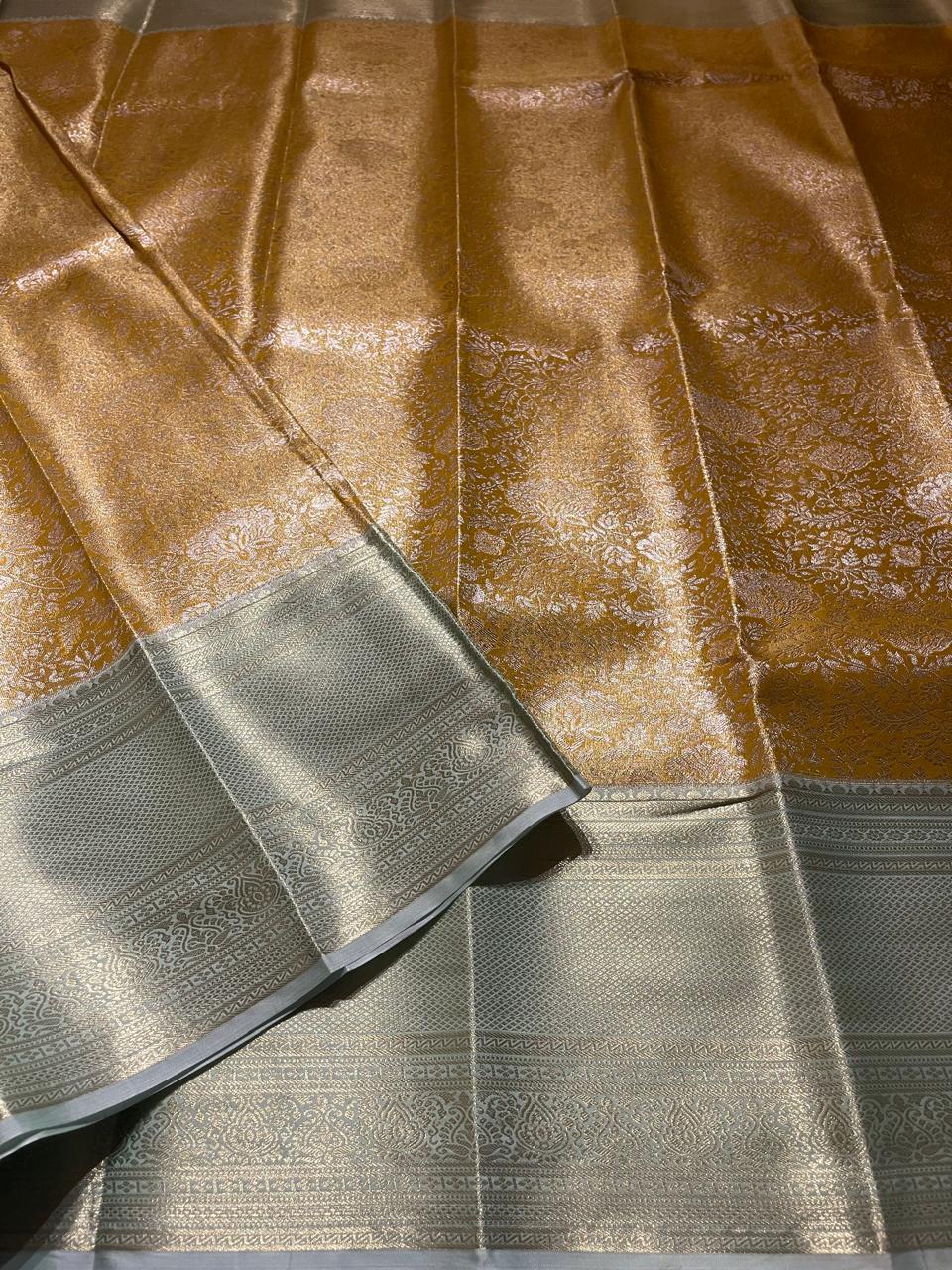 SWAYAMVARAM-MUSTARD GOLDEN YELLOW WITH TEAL SAREE