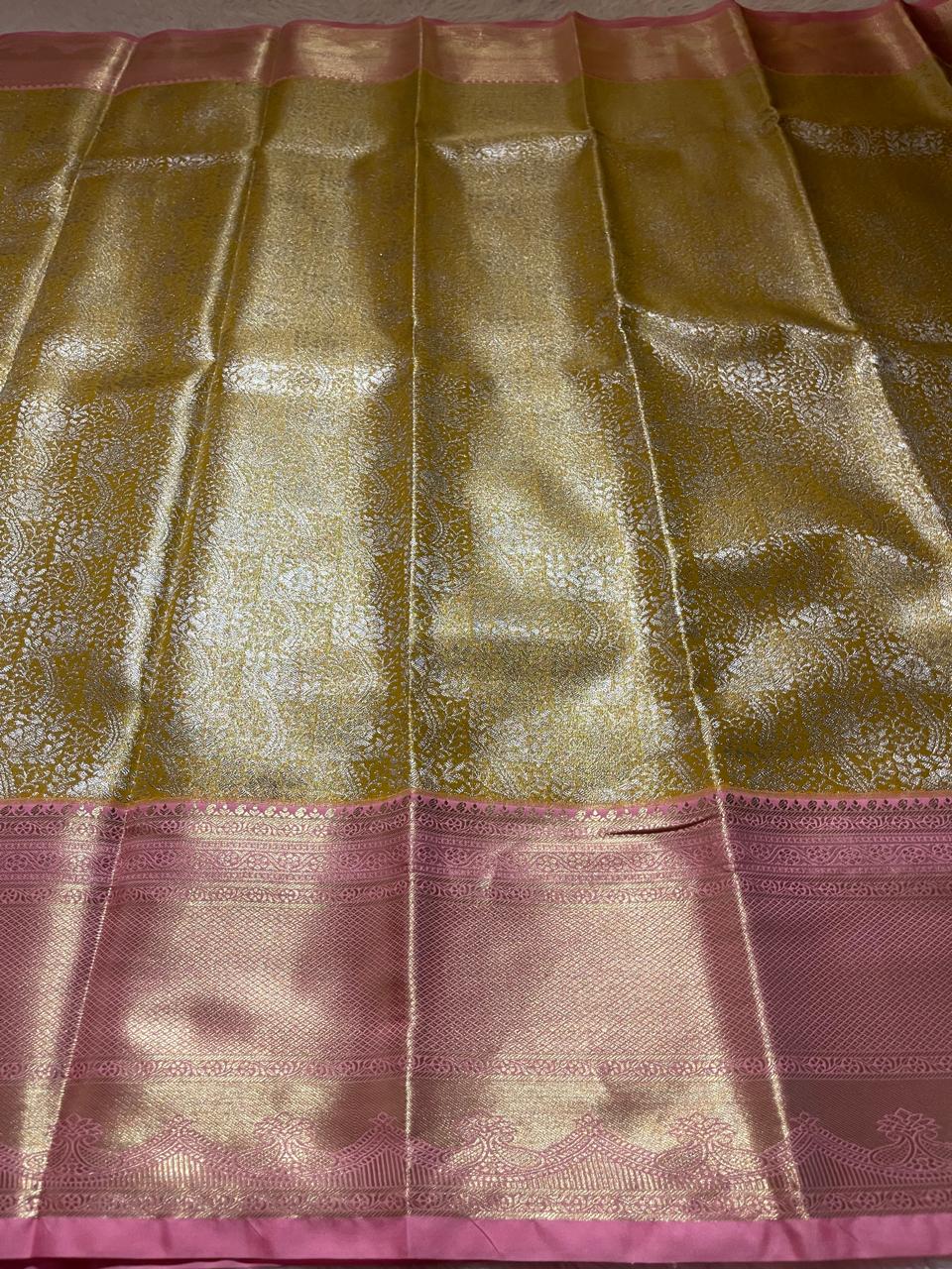 SWAYAMVARAM-GOLDEN YELLOW WITH PASTEL PINK SAREE
