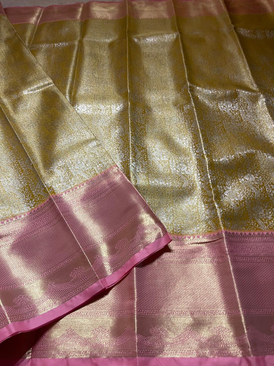 SWAYAMVARAM-GOLDEN YELLOW WITH PASTEL PINK SAREE