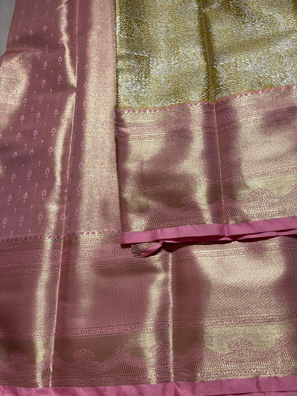 SWAYAMVARAM-GOLDEN YELLOW WITH PASTEL PINK SAREE
