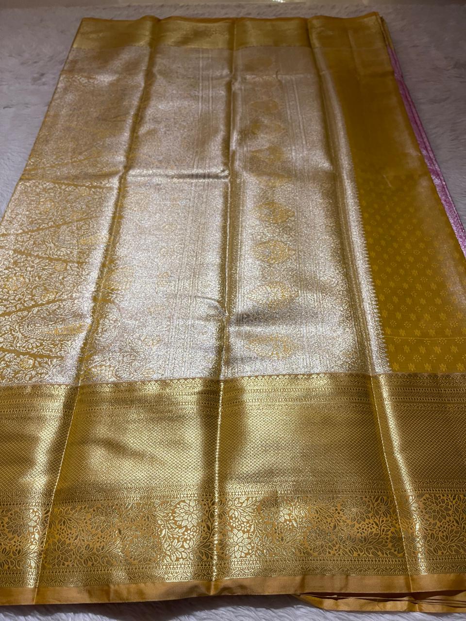 SWAYAMVARAM-PINK WITH MUSTARD YELLOW SAREE