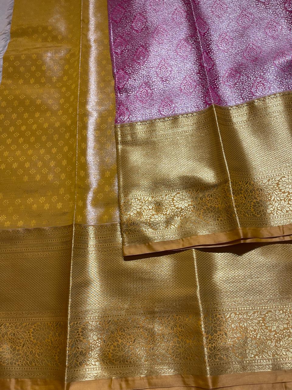 SWAYAMVARAM-PINK WITH MUSTARD YELLOW SAREE