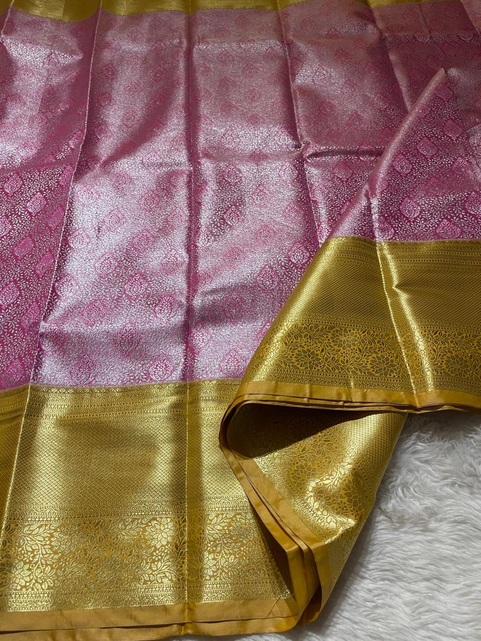 SWAYAMVARAM-PINK WITH MUSTARD YELLOW SAREE
