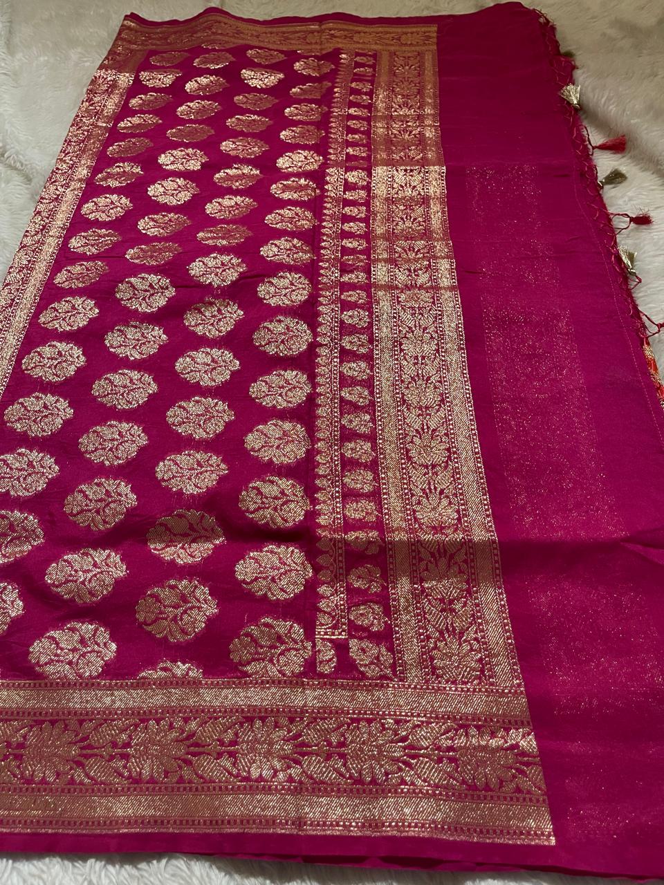 SITA GEORGETTE-ORANGE DUAL TONE SAREE